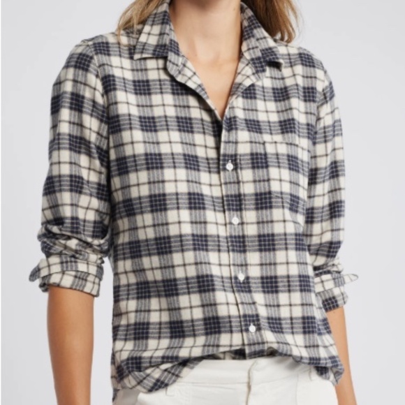 Frank & Eileen Tops - Unworn Frank & Eileen Barry Plaid Tailored Flannel Button Up Shirt, Grey & White